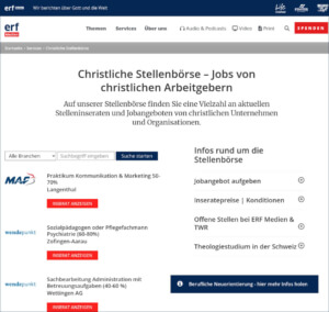 Christliche Stellenangebote Jobs auf ERF-Medien.ch.