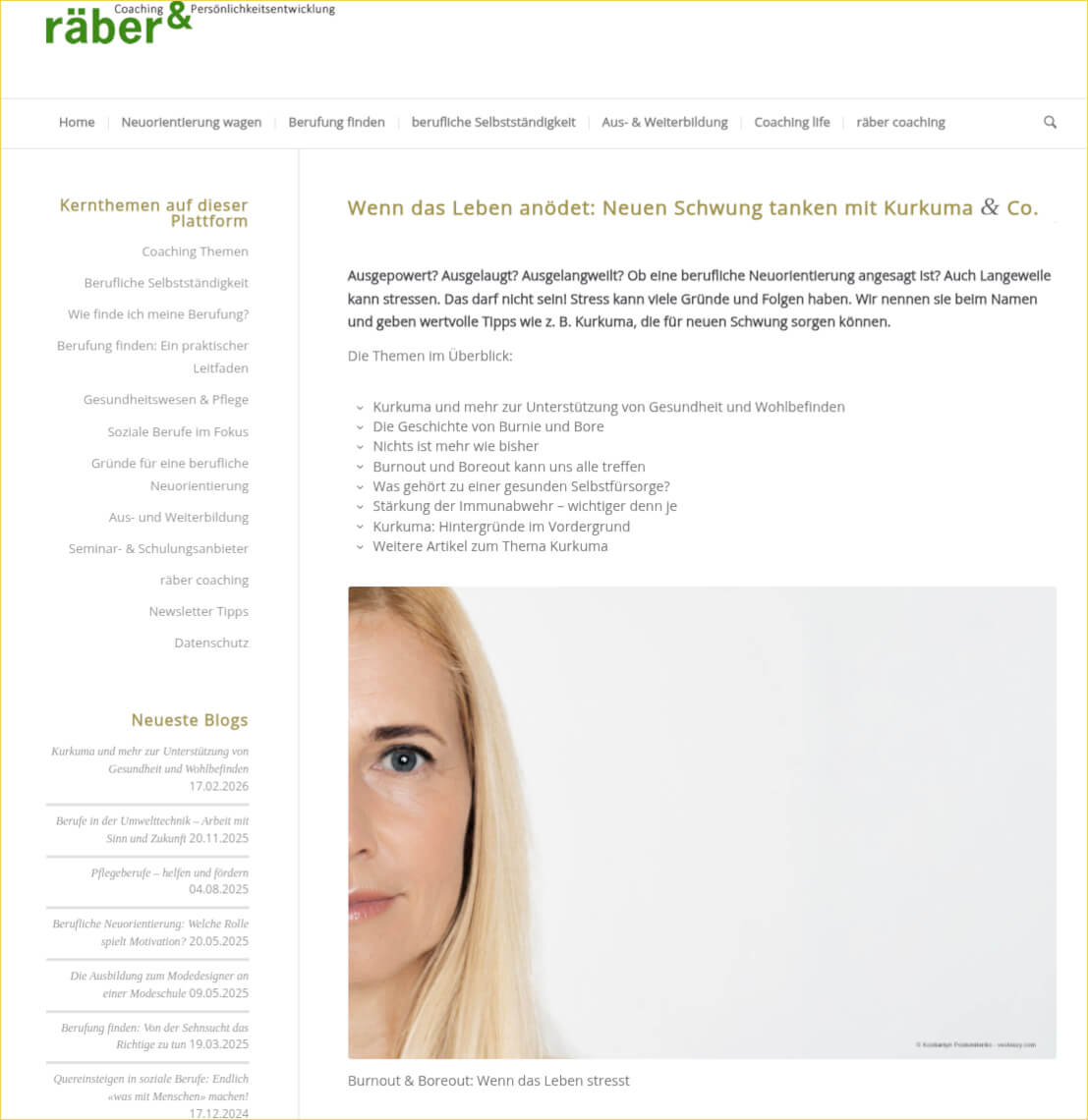Fachartikel zum Thema Burnout-Prävention auf Berufliche-Neuorientierung.ch