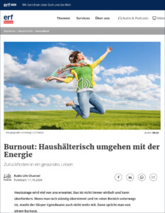 Podcast, Radio- & TV-Beiträge Thema Burnout auf ERF-Medien.ch