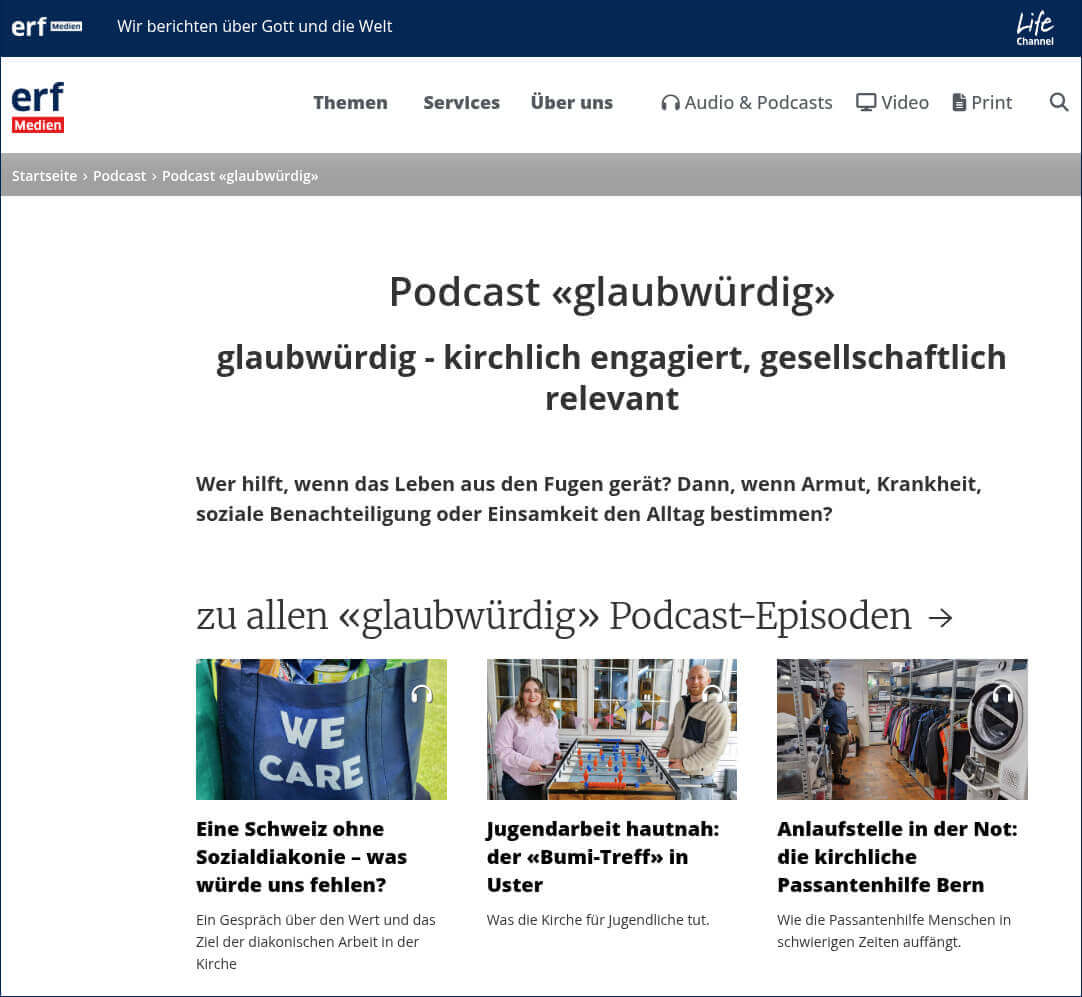 Podcasts «Glaubwürdig» hören, auf ERF-Medien.ch
