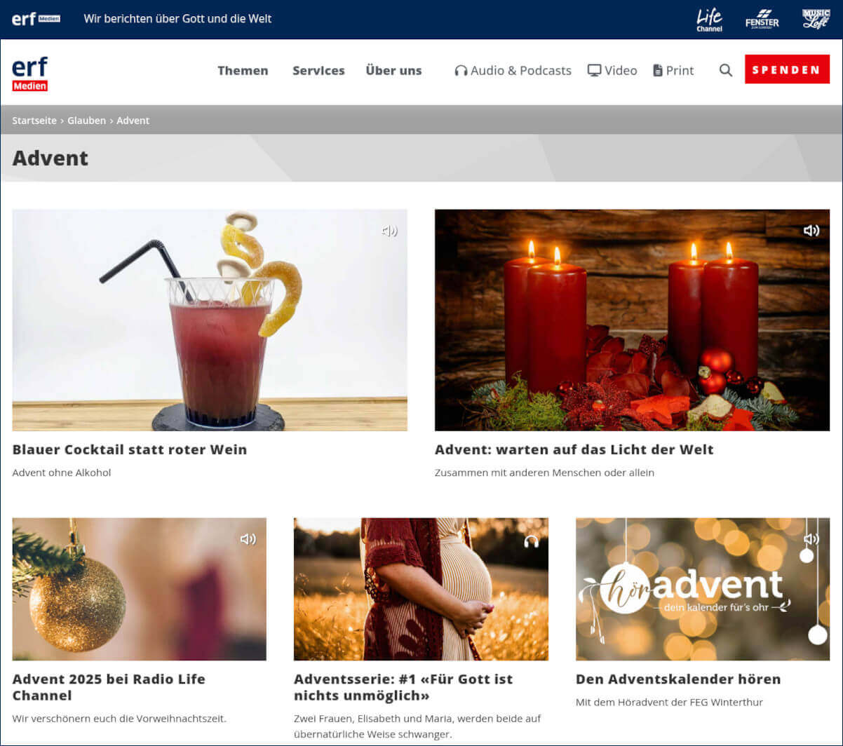 Radiobeiträge Podcast zum Thema Advent auf ERF-Medien.ch