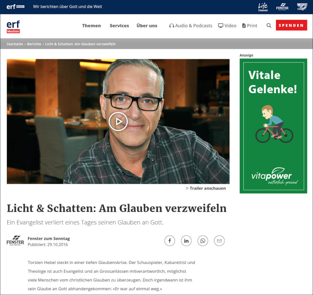 Radiobeitrag: Am Glauben verzweifeln - christlicher Glaube besser verstehen