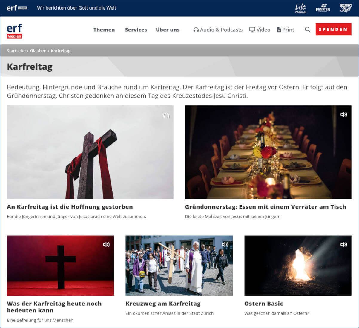 Radiobeiträge Podcast zum Thema Karfreitag Bedeutung ERF-Medien.ch