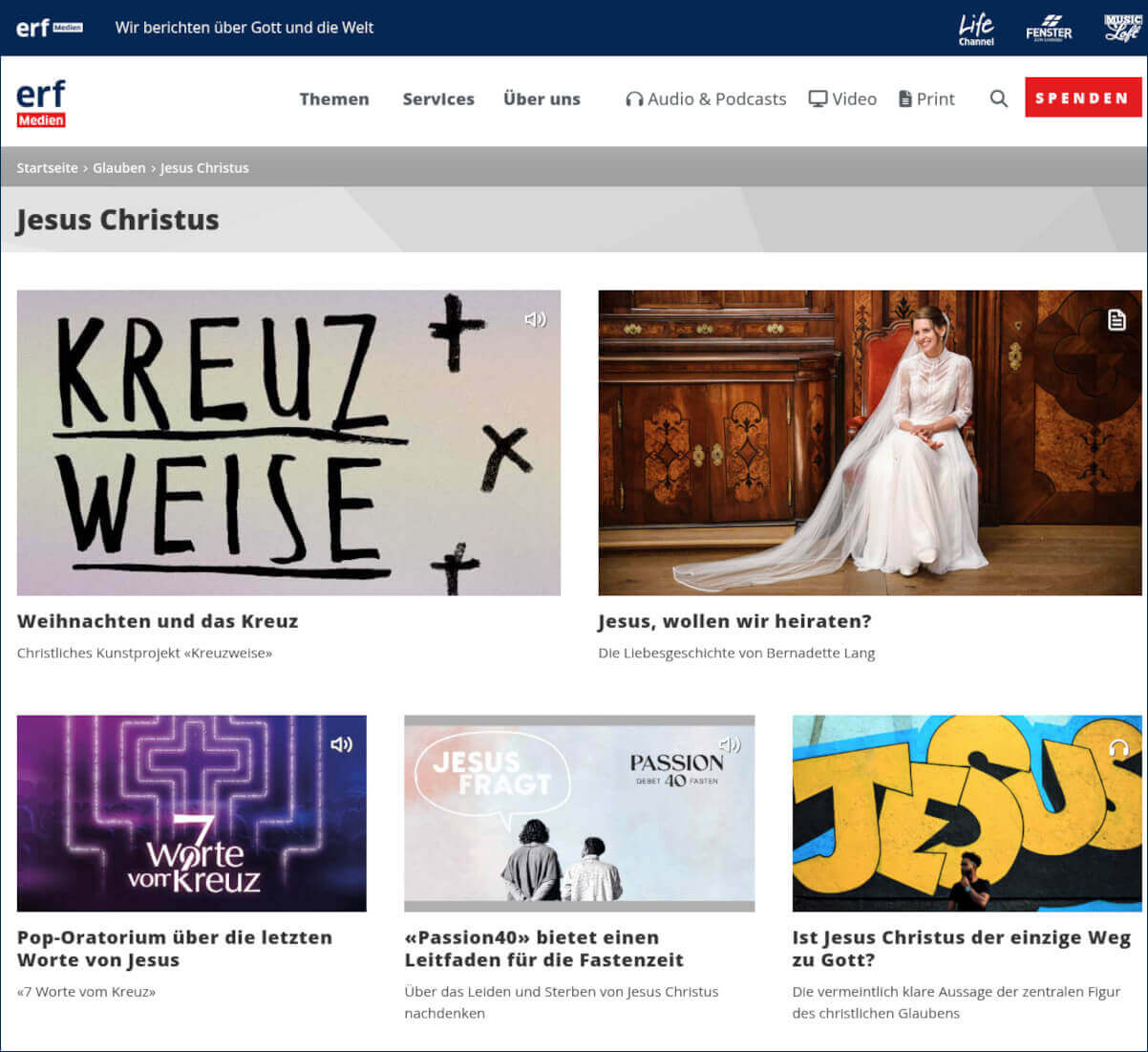 Radiosendungen Podcasts zum Thema Jesus Christus ERF- Medien.ch.